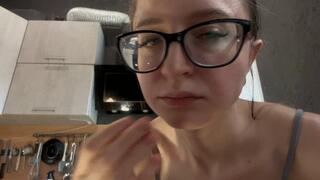 Emma plays with her ears with great enthusiasm, putting chewing gum in them - part 10