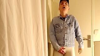 sound version - I stroke my cock through my white vinyl leggings 2