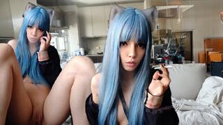 Alt Girl spread legs smoking and showing her puwussy