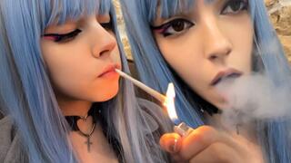 Alt Girl Smoking Close Up