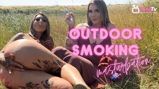 Outdoor smoking masturbation