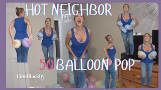 Neighbor MILF Pops 50 Balloons on Her Bulging Tits