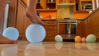 Playful balloons and dirty feet and bare butt