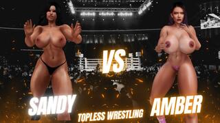 Big tit topless female pro wrestling: Sandy challenges Amber for the title HD
