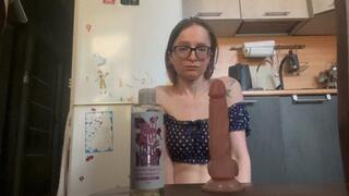 Emma gives handjob, wet dildo