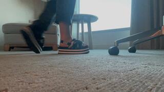 Fuzzy sandals in a hotel