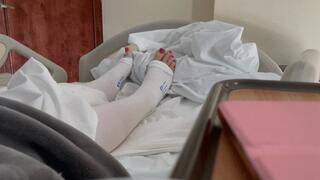 Hospital bed legs and feet