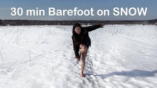 CRAZY 30 MIN! Sexy Alena Walking Barefoot on SNOW, Barefoot on Snow, Feet on Snow, Snow Feet, Frozen Feet