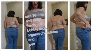 SIZE 14 SOFT BELLY FEEDING YOU BUBBLY SODA ORGANIC CHOCOLATE AND PEE