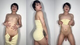 Sweet Asian Sissy Femboy Cock Tease Worship and Huge Cumshot