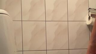 Fat girl on the toilet has diarrhea and pees