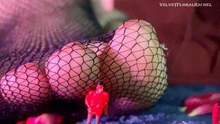 Rachel is caressing your tiny friend with her feet mkv