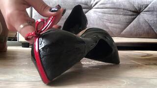 Julia are spitting on her Casadei Blade, spit inside of shoes, spit on high heels, shoeplay