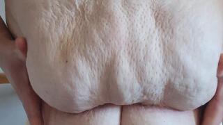 Kneading and squeezing my fat doughy belly