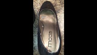 Friday Night Fucking as Deb Dolls Up In Black Lingerie and Bronze Moda Stiletto Spiked Heel Pumps