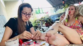 chain smoking step sisters part 1 nail painting chatting