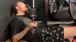 Slave's licking dirty soles of My vans while I'm relaxing