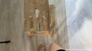 I call my slave to lick my sweaty stinky feet and toes in sandals after a long walk part 1