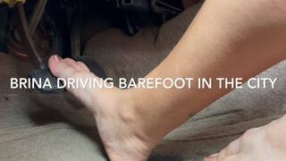 Brina Driving Barefoot with Copper Nail Polish