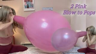 Blow to Pop Tease of two Pink Balloons