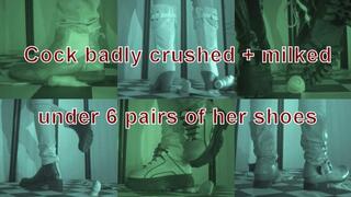 Cock badly crushed and milked under 6 pairs of her shoes - VD 09