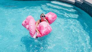 Madi B's Inflatable Sabotaged By Harley in the Pool HD (1920x1080)