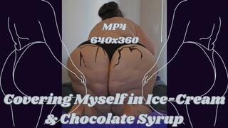 SSBBW Rachel Covers Her Body in Ice-Cream and Syrup MP4 640x360