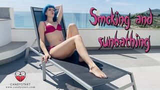 bluehaired girl Smoking and sunbathing
