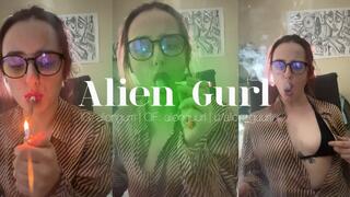 Naughty Secretary Smoking Black & Mild | Alien Girl