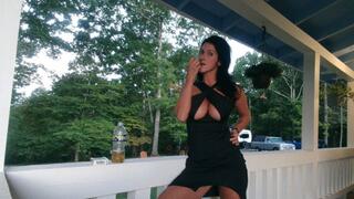 smoking milf outdoors