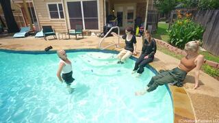 Angel, Petra, Hanna and Joy Have a Wet Business Meeting