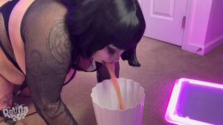 Goth BBW Pukes After Chugging on Livestream