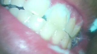 Teenie in Giantess Huge Mouth as she Brushes her Huge Teeth POV 1080