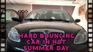 new car bouncing video editing on a hot summer day