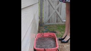 Fifi loses her shiny black patent heels in a container of sticky deep mud replay