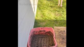 Fifi loses her red patent peep toe heels in a container of sticky deep mud replay