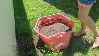 Fifi loses her patent nude heels in a container of sticky deep mud again replay