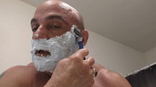 Tony shaves his face