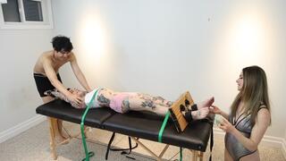 Nina Luck and Fetishguy tickle Luna Xtreme