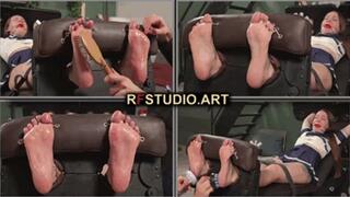 Lada in Stocks with a BallGag - Tickling and Bastinado on Her Bare Feet (UHD 4K MP4)