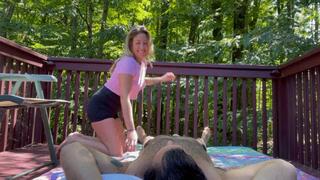 Public Facesitting with neighbor on 4 wheeler watching us!!!