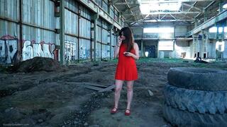 Smoking in an abandoned building barefoot