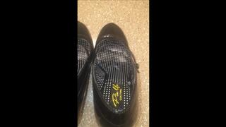 Fucking Debbie to Multiple Intense Orgasms As She Digs Her Cum Filled Black Patent Pin Up Stiletto Spiked Heel Pumps Into Hubby