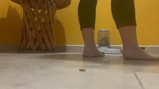 Barefoot dirty feet walking