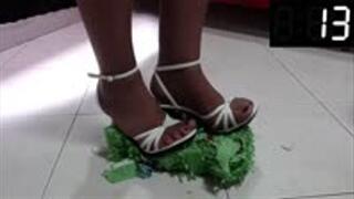 crushing crush dino toy cars in sandals and heels vs time