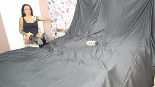 Thigh High Boot Clad Double Crossing Danni tapes up Charlie! MOV version