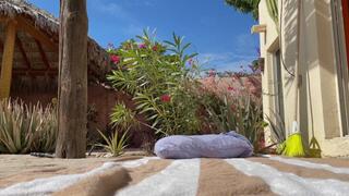 Dirty barefoot sunbathing
