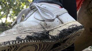 Muddy Walk in my Dirty Nike Air F1 Trainers Sneakers - ASMR Watch me get them muddy, then order you to lick them clean