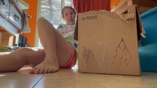 Cardboard box crush with sandals