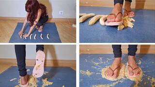 1 - Crushing bananas with pink flip flops